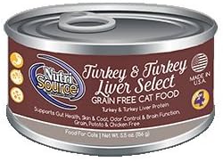 NutriSource Grain Free Turkey &amp Turkey Liver Select Canned Cat Food 12/5.5oz