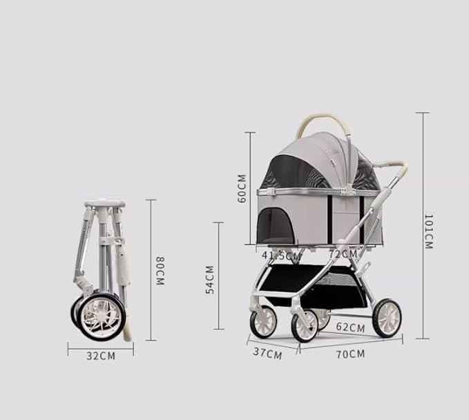 Pet Stroller for Dogs and Cats Folding Dog Stroller with Wheels Travel Pet Cat Stroller with Storage Basket Puppy Stroller for Medium Small Pet Pet Stroller(Black)