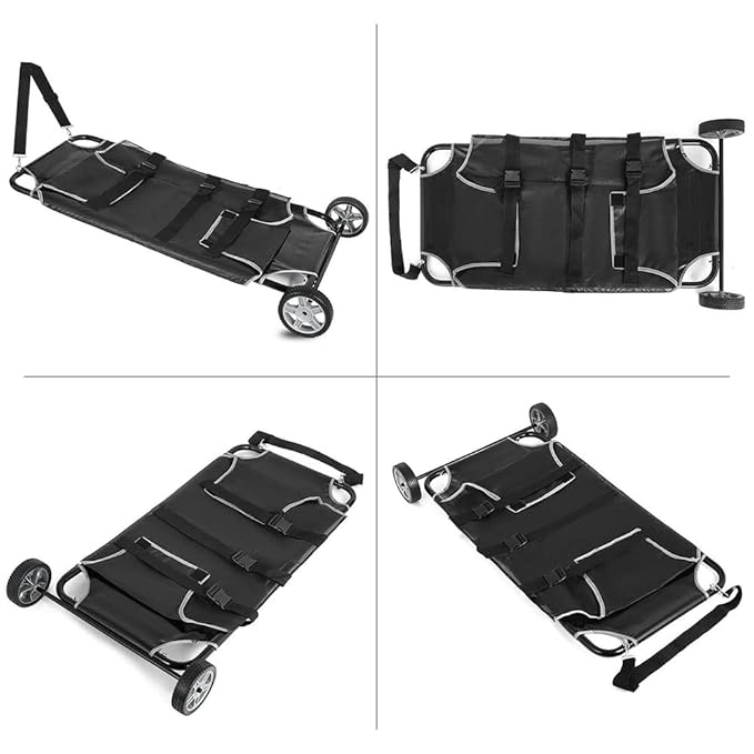 45''x26'' Animal Stretcher Pet Rescue Stretcher Veterinary Transport Trolley Pet Trolley Cart Large Dog Stretcher with 2Wheels Max Loading 110 lbs for Animal Dog/Cat