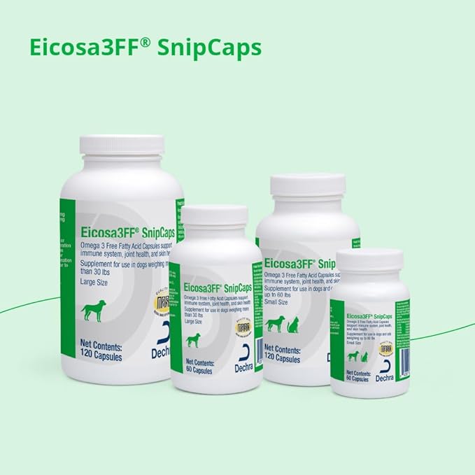 Eicosa3FF SnipCaps Omega 3 Free Fatty Acid Capsules for Dogs - Large 60 ct