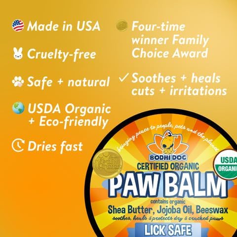 Bodhi Dog Paw Balm - Lick Safe - USDA Organic Paw Butter - Natural Paw Moisturizer Heals Dry Cracked Paw Pads - Winter Protection - Pet Paw Balm for Dogs &amp Animals & Pet Supplies - Better than Paw Cream Paw Wax (