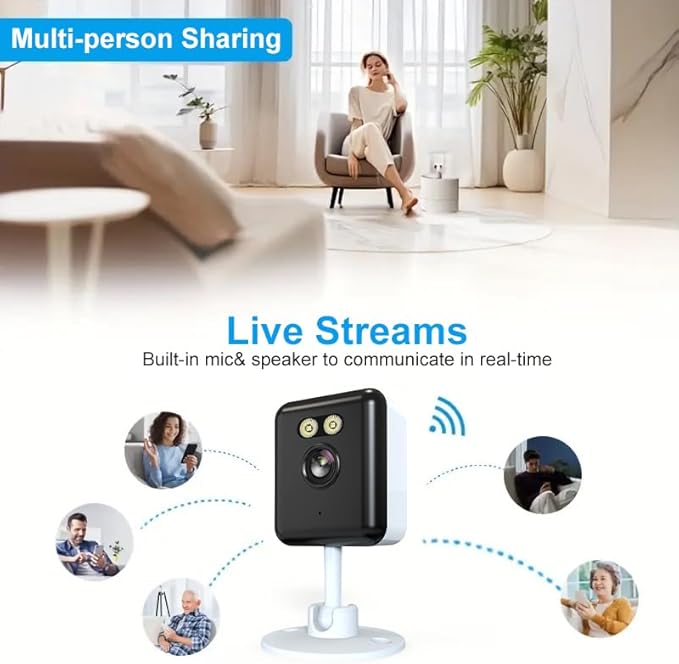 2pcs 5MP WiFi CameraCameras for Home Security with Night VisionPet Cameras with Phone App2K Indoor Security CameraMotion Detection2-Way AudioWiFi Home Camera24/7 SD