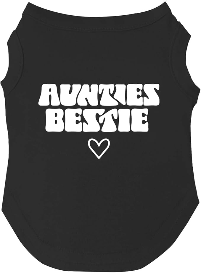 "Auntie's Bestie" Dog Tee Shirt (Black, 4X-Large, Code: 1360) | Sleeveless Gift for Aunt/Mother's Day
