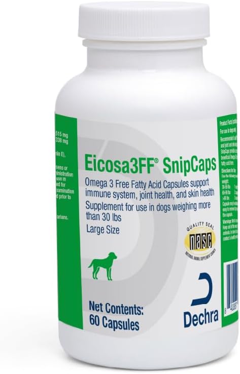 Eicosa3FF SnipCaps Omega 3 Free Fatty Acid Capsules for Dogs - Large 60 ct