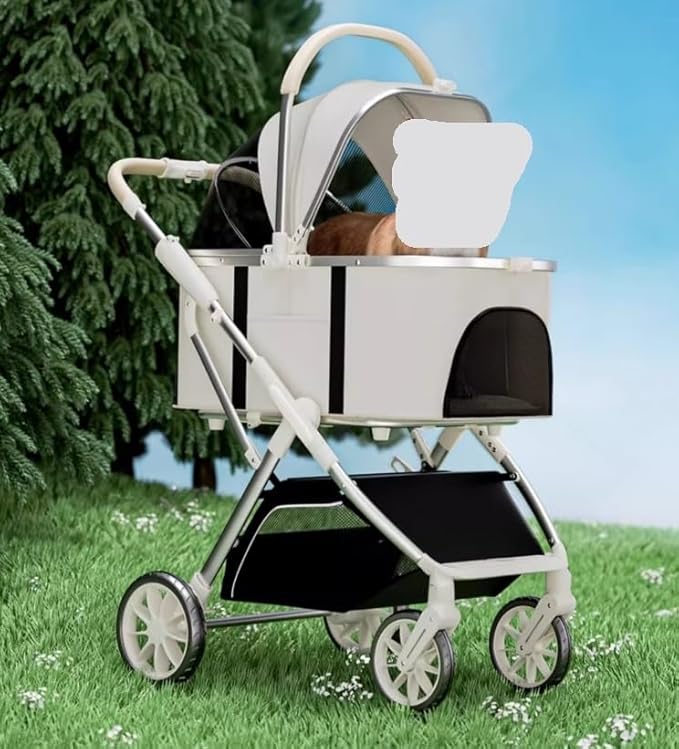 Pet Stroller for Dogs and Cats Folding Dog Stroller with Wheels Travel Pet Cat Stroller with Storage Basket Puppy Stroller for Medium Small Pet Pet Stroller(Black)