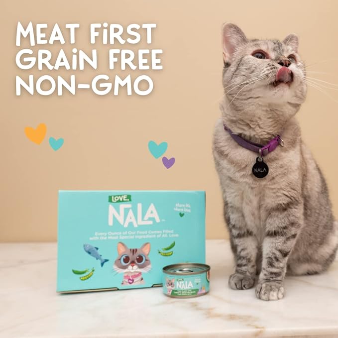 LOVE NALA - Natural Adult Cat Wet Food - FLAKED Tuna with Carrot &amp Green Pea in Broth - Grain Free Non-GMO Lean Protein Added Minerals &amp Vitamins - 12 Pack 2.4 lbs.