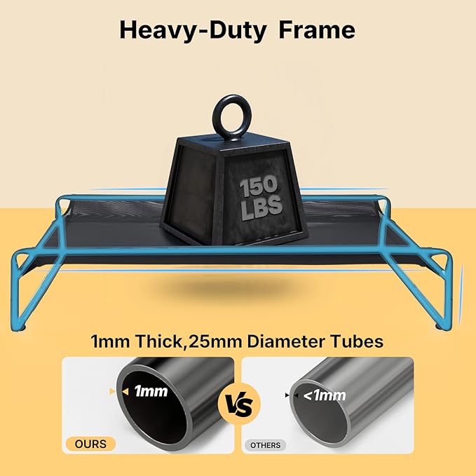 Veehoo Original Outdoor Elevated Dog Bed Cooling Raised Dog Cot for Large Dogs Portable Standing Pet Hammock Platform with Washable Breathable Mesh No-Slip Feet X-Large Black CWC2201