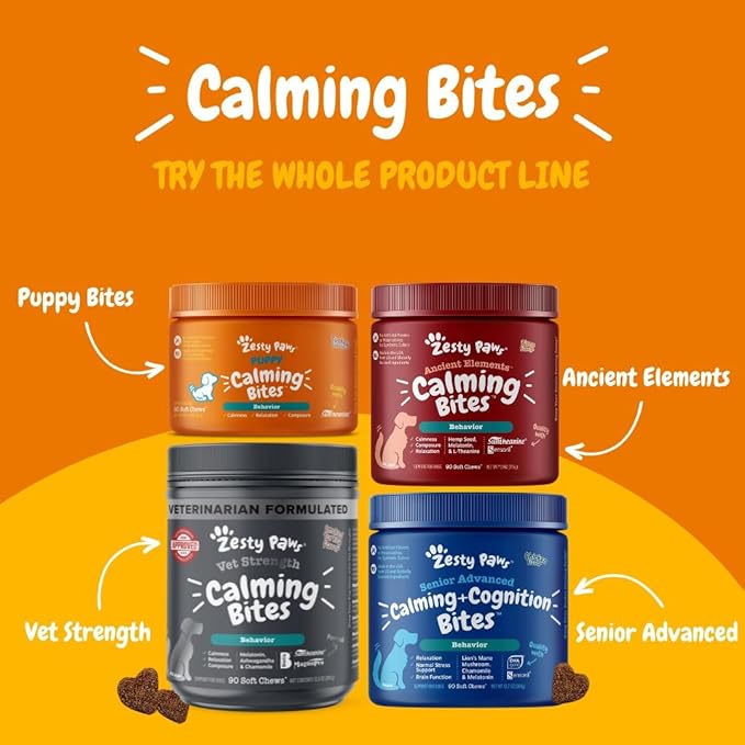 Zesty Paws Calming Chews for Dogs Composure &amp Relaxation for Everyday Stress &amp Separation Peanut Butter 90 Count