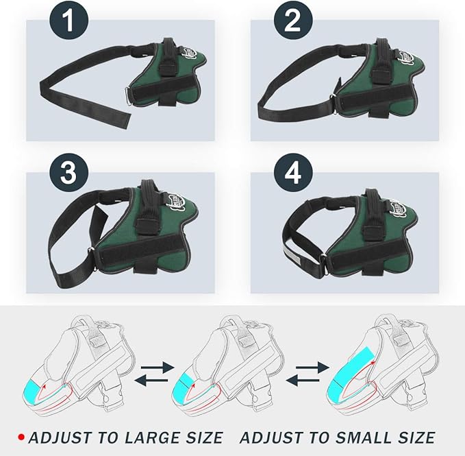 Bolux Dog Harness No-Pull Reflective Dog Vest Breathable Adjustable Pet Harness with Handle for Outdoor Walking - No More Pulling Tugging or Choking (Dark Green L)