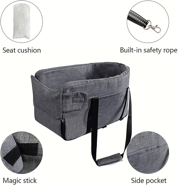 Car Pet Bag for Volkswagen Beetle 2011-2019 Dog Cat Booster Automotive Pet Seats Cat Soft-Sided Carriers Vehicle Portable Travel Pet BagGrey