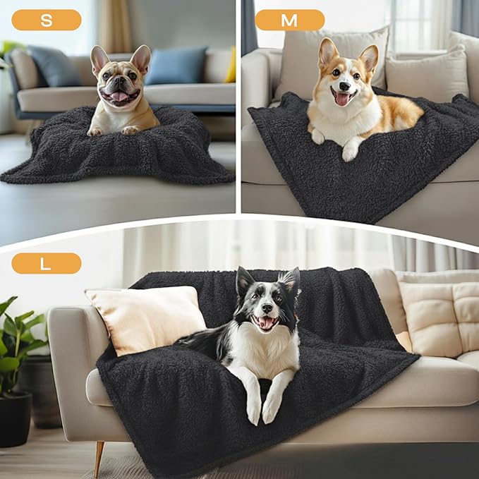 1 Pack 3 Calming Blankets Fluffy Premium Fleece Pet Blanket Soft Sherpa Throw for Dog Puppy Cat Black Large (41x31)