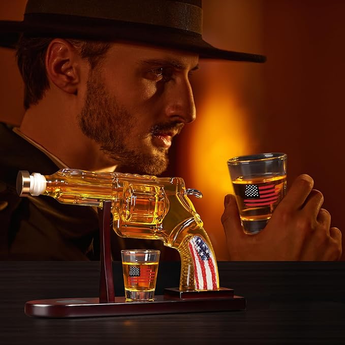 Gifts for Men Dad Unique Christmas Anniversary Birthday Gift for Him Husband 9 Oz Whiskey Decanter Set with 2 Oz Shot Glasses Cool Persinalized Presents liquor dispenser for Home Bar