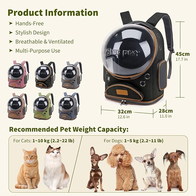 Cat Carrier BackpackSpace Capsule Pet Backpack Carrier for Small Dogs and Animals & Pet SuppliesFoldable Dog Carrier with Front PocketAirline-ApprovedDesigned for TravelHiking Walking&ampOutdoor Use
