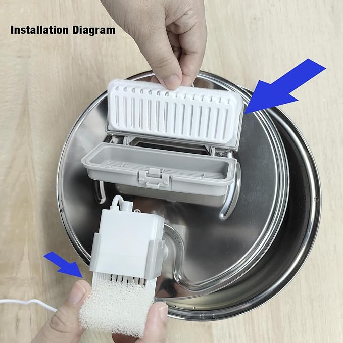 Cat Water Fountain FiltersReplacement Filter for 108oz/3.2L Cat Fountain10 Packs Filters &amp 2 Sponges Set for Stainless Steel Pet Water Fountain (Model:PET-HS001-US)