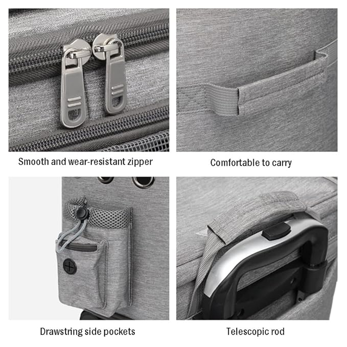 2 Cat Carrier Pet Stroller Portable Bag Double-Layer Pet Travel Carrier with Wheels for 2 Cats Folding Soft Sided Pet Pram Crates Kennel for Small Dogs Puppy Cat Rabbits