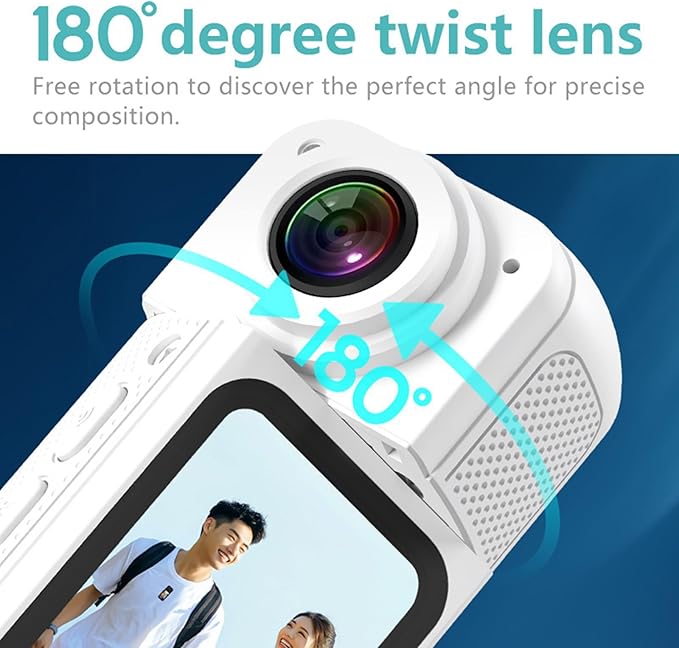 1.47in Thumb Sized Small Camera with 180° Rotating Lens 2.7K Video Strong Magnetic for Capturing Life's Moment