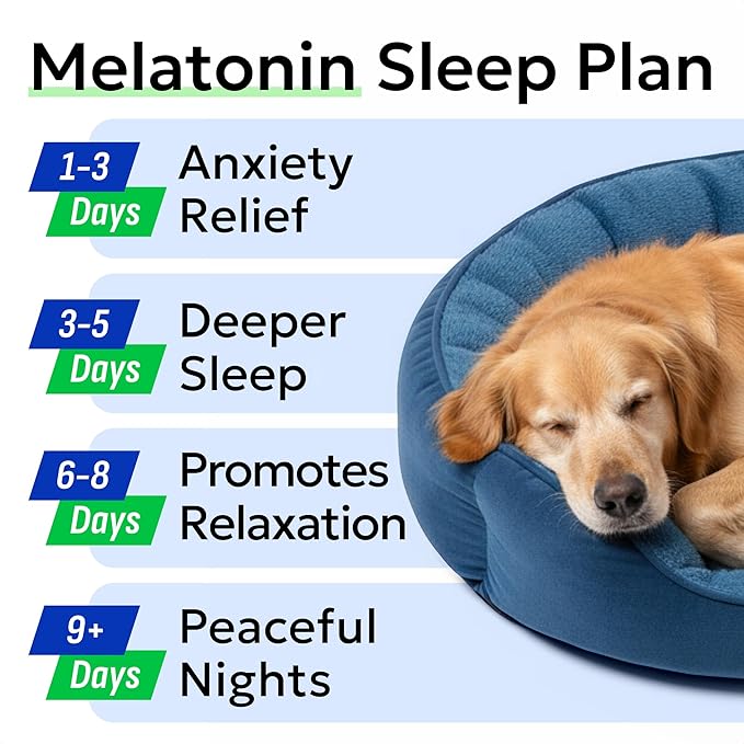(MAX Strength) Melatonin for Dogs to Sleep &amp Anxiety Aid - Medium &amp Small Breeds - 6mg Doggie Sleeping Pills - 120 Treats