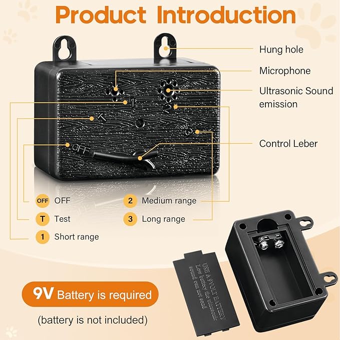 Anti Barking Device 50FT Dog Barking Control Devices with 3 Adjustable Modes Ultrasonic Dog Bark Deterrent Devices for Indoor &amp Outdoor Dog Barking Silencer Bark Box