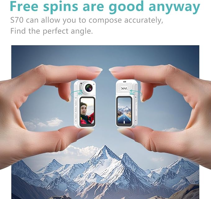 1.47in Thumb Sized Small Camera with 180° Rotating Lens 2.7K Video Strong Magnetic for Capturing Life's Moment