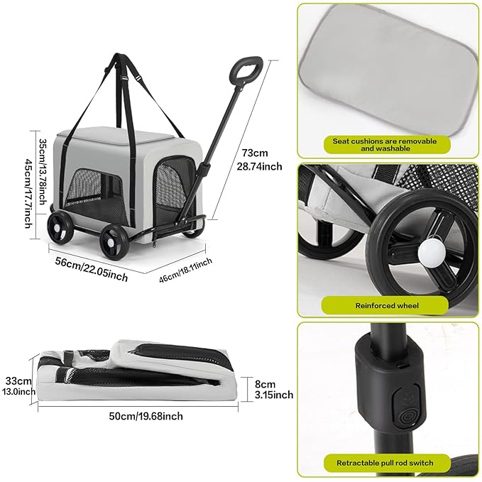 Dog Stroller 2 in 1 Pet Carrier Bag 4 Wheels Folding Dog Cart Pet Stroller for Travelling Shopping Walking Playing for Small Dogs Animals & Pet Supplies (Pink)