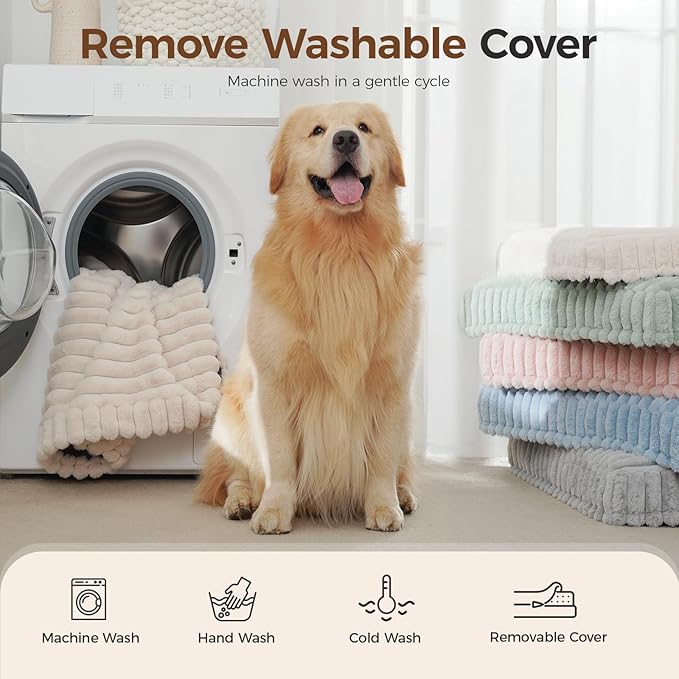 Orthopedic Dog Bed for XXL Jumbo Dog Waterproof Pet BedNon-Slip Bottom and Egg-Crate Foam with Removable Washable Cover Crate BedCream47x29x4