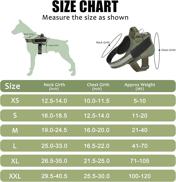 Bolux Dog Harness No-Pull Reflective Dog Vest Breathable Adjustable Pet Harness with Handle for Outdoor Walking - No More Pulling Tugging or Choking (Dark Green L)