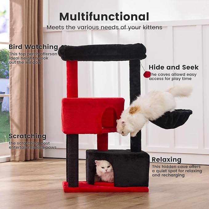 Gardner Pet 41 Tall Gothic Cat Tree for Medium-Large Cats Heavy Duty Cat Tower with 2.8in Posts &amp Washable Top Perches Space-Saving Cat Furniture for Apartments Easy to Assembly