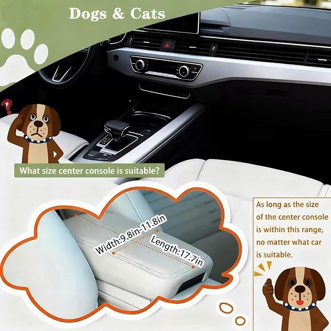 Cullaby Center Console Dog Car Seat for Small Dogs Under 15lbsDetachable Washable Booster Pet Car Seat Travel Bed with Storage Pockets and Seat Belt(Blue)