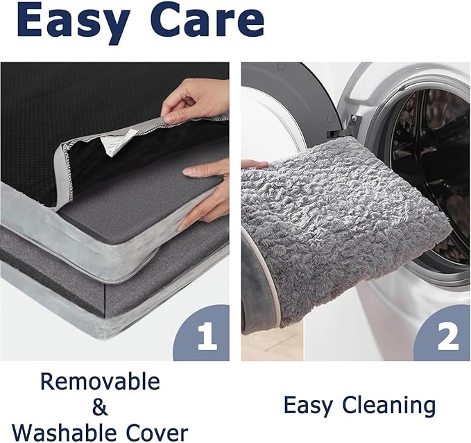 WESTERN HOME Large Dog Bed Orthopedic Dog Beds with Waterproof Lining XL Pet Couch with Removable Washable Cover and Nonskid Bottom Grey