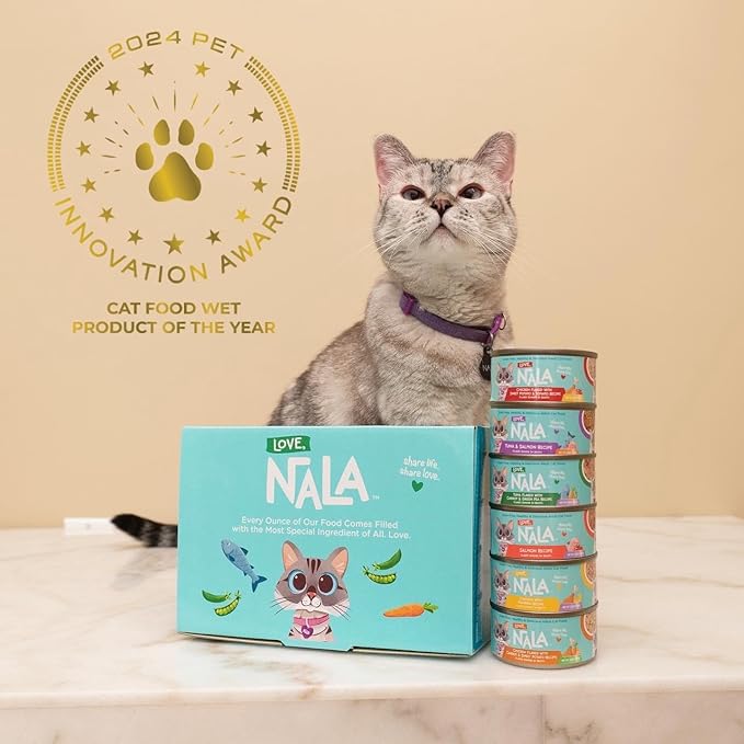 LOVE NALA - Natural Adult Cat Wet Food - FLAKED Tuna with Carrot &amp Green Pea in Broth - Grain Free Non-GMO Lean Protein Added Minerals &amp Vitamins - 12 Pack 2.4 lbs.