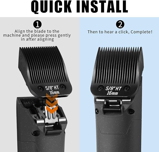 3 Pack 5/8HT Detachable Dog Grooming Steel BladesCompatible with AndisOster A5Wahl KM-10 SeriesCut Length 5/8 16MM （Black）