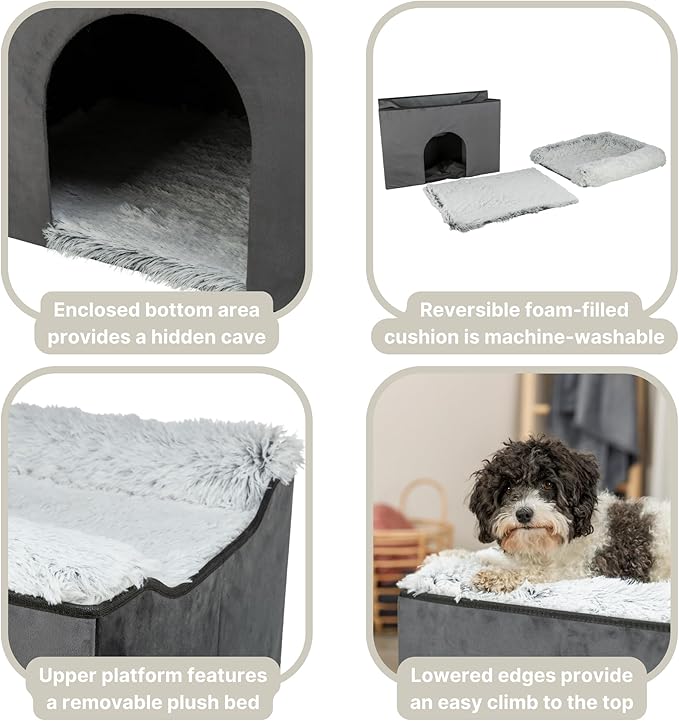 Trixie Harvey Cave - Cat Bed - Soft and Durable Cube House - Foldable Hideaway - Pet Condo for Indoor Cats and Small Dogs