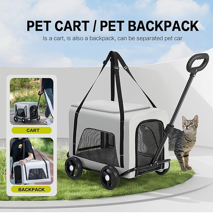 Dog Stroller 2 in 1 Pet Carrier Bag 4 Wheels Folding Dog Cart Pet Stroller for Travelling Shopping Walking Playing for Small Dogs Animals & Pet Supplies (Pink)