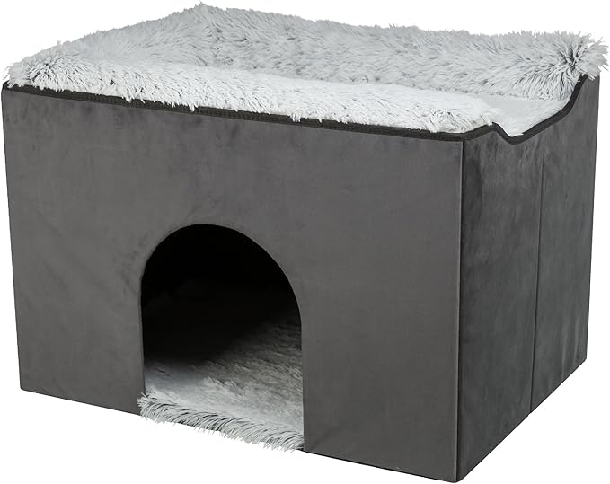 Trixie Harvey Cave - Cat Bed - Soft and Durable Cube House - Foldable Hideaway - Pet Condo for Indoor Cats and Small Dogs