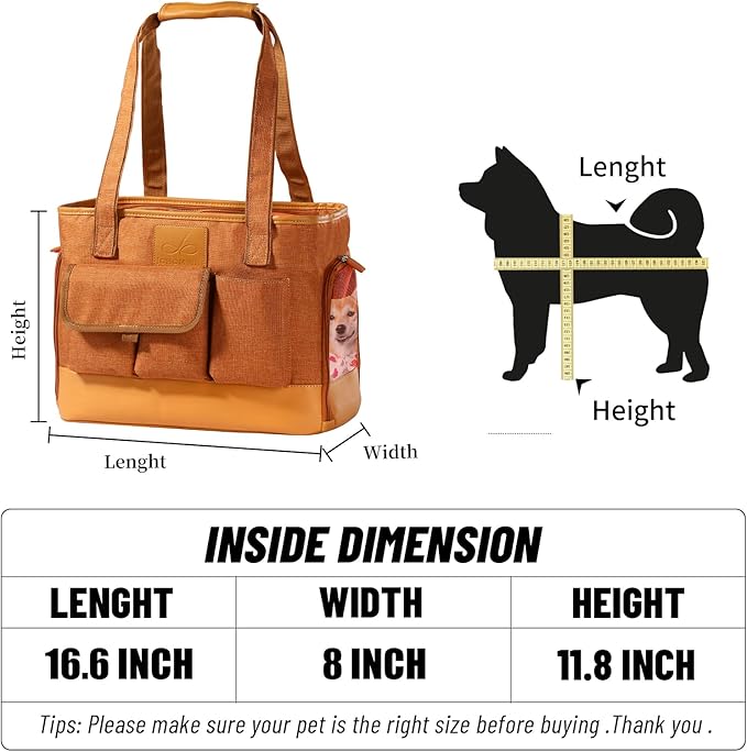 Cat Carrier Dog Carrier Pet Carrier Foldable Waterproof Premium PU Leather Oxford Cloth Dog Purse Portable Bag Carrier for Small to Medium Cat and Small Dog-Brown