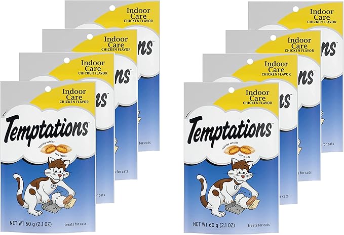 (8 Pack) Temptation Hairball Control Chicken Flavor Crunchy Cat Treats ( 2.1 oz 60 g)