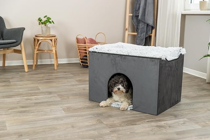 Trixie Harvey Cave - Cat Bed - Soft and Durable Cube House - Foldable Hideaway - Pet Condo for Indoor Cats and Small Dogs