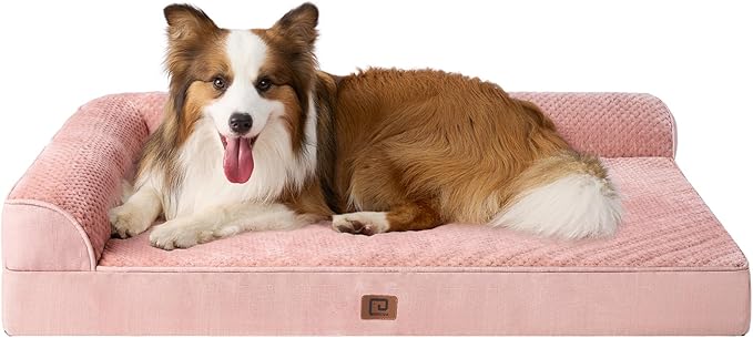 EHEYCIGA Memory Foam Dog Bed XLarge Sized Dogs Extra Large Dog Bed Orthopedic with Washable Removable Cover Waterproof XL Pet Bed Couch for Crate 41x27x6 Inches Pink