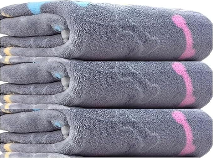 Dog Blankets Washable 3 Pack Dog Blanket Washable 41 x 31 Fuzzy Soft Pet Mat Throw Cover for Kennel Crate Bed Blankets for Dogs Pet Blanket (Grey Bone-3 Pcs Large (41 in x 31 in))