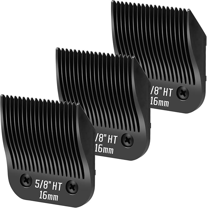 3 Pack 5/8HT Detachable Dog Grooming Steel BladesCompatible with AndisOster A5Wahl KM-10 SeriesCut Length 5/8 16MM （Black）