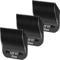 3 Pack 5/8HT Detachable Dog Grooming Steel BladesCompatible with AndisOster A5Wahl KM-10 SeriesCut Length 5/8 16MM （Black）