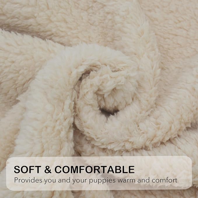 1 Pack 3 Dog Blanket Calming Blankets Fluffy Premium Fleece Puppy Blanket Soft Sherpa Pet Blanket for Dog Puppy Cat BeigeMedium(29'' x20’’)