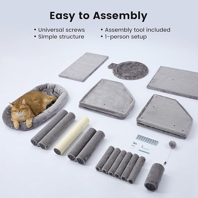 Gardner Pet 41 Tall Gothic Cat Tree for Medium-Large Cats Heavy Duty Cat Tower with 2.8in Posts &amp Washable Top Perches Space-Saving Cat Furniture for Apartments Easy to Assembly