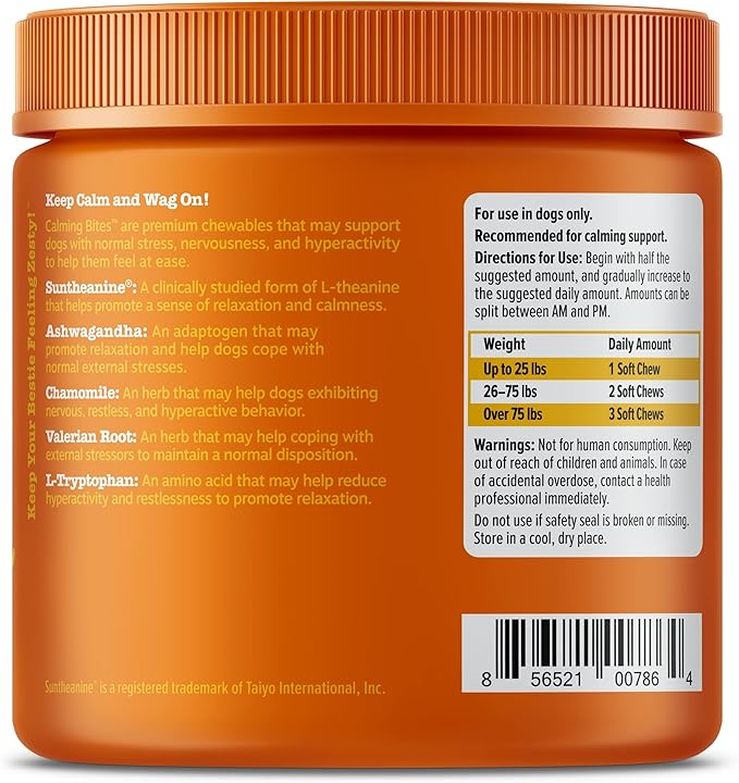 Zesty Paws Calming Chews for Dogs Composure &amp Relaxation for Everyday Stress &amp Separation Peanut Butter 90 Count