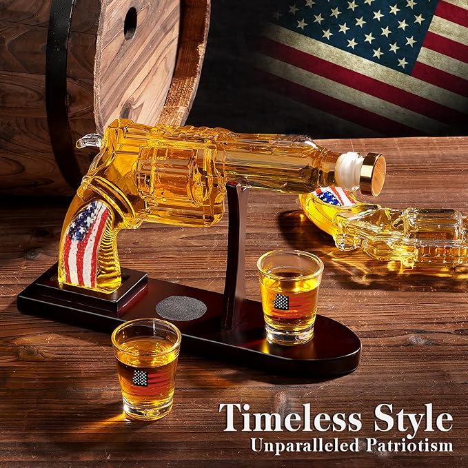 Gifts for Men Dad Unique Christmas Anniversary Birthday Gift for Him Husband 9 Oz Whiskey Decanter Set with 2 Oz Shot Glasses Cool Persinalized Presents liquor dispenser for Home Bar