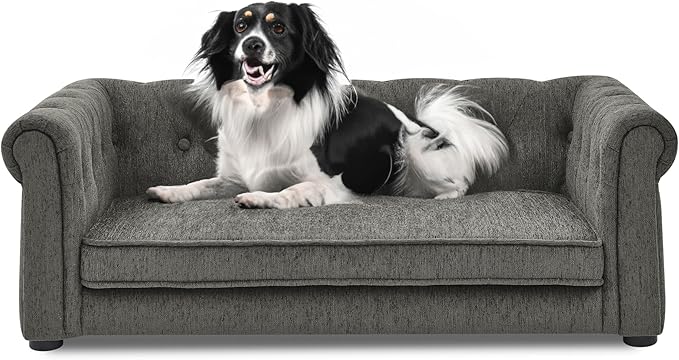 KEIKI 39 Dog Bed for Medium and Large Dogs Elevated Pet Sofa Bed Durable Elevated Couch Bed with Legs Dark Gray