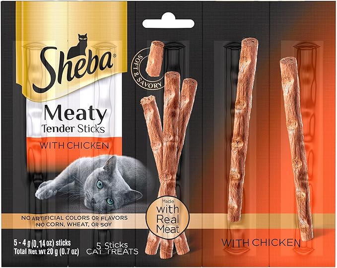 (5 Packs) Meaty Tender Sticks with Chicken Cat Treats - 0.7 Ounces (5 Treats) Made with No Corn Wheat Soy and No Artificial Flavors