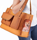 Cat Carrier Dog Carrier Pet Carrier Foldable Waterproof Premium PU Leather Oxford Cloth Dog Purse Portable Bag Carrier for Small to Medium Cat and Small Dog-Brown