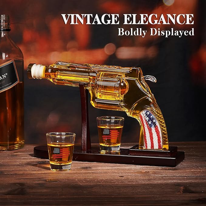 Gifts for Men Dad Unique Christmas Anniversary Birthday Gift for Him Husband 9 Oz Whiskey Decanter Set with 2 Oz Shot Glasses Cool Persinalized Presents liquor dispenser for Home Bar