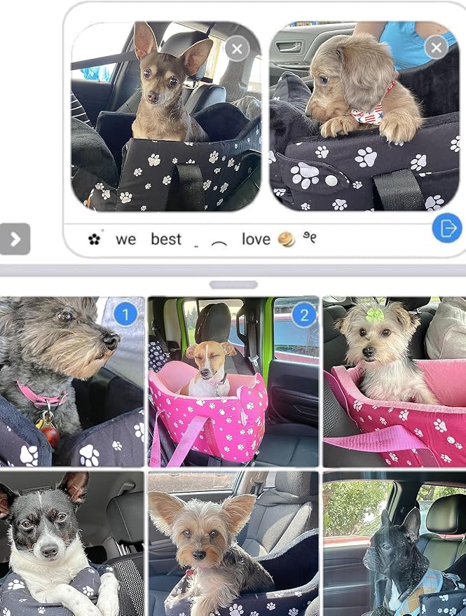 Cullaby Center Console Dog Car Seat for Small Dogs Under 15lbsDetachable Washable Booster Pet Car Seat Travel Bed with Storage Pockets and Seat Belt(Blue)